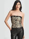 Damen Crop Top Tierdruck Printed Black