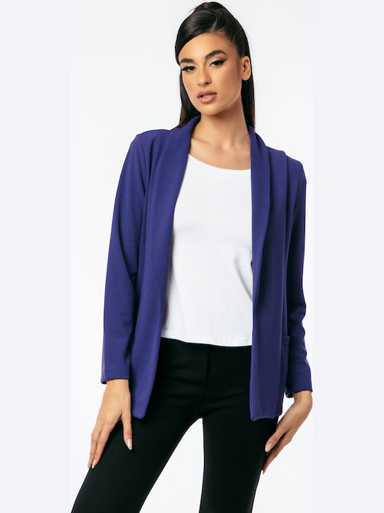 Boutique Μακρύ Γυναικείο Σακάκι Μωβ