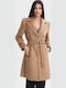 Women's Beige Peacoat with Belt