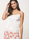 Damen Sommer Bluse mit Trägern Weiß