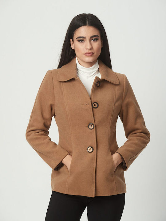 Kannelis Women's Coat with Buttons beige