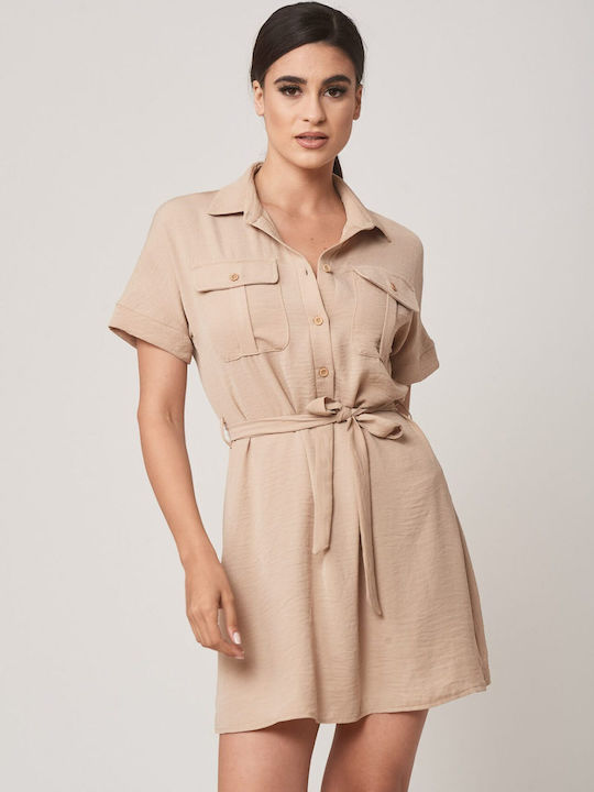 Lipsy London Mini Dress Beige