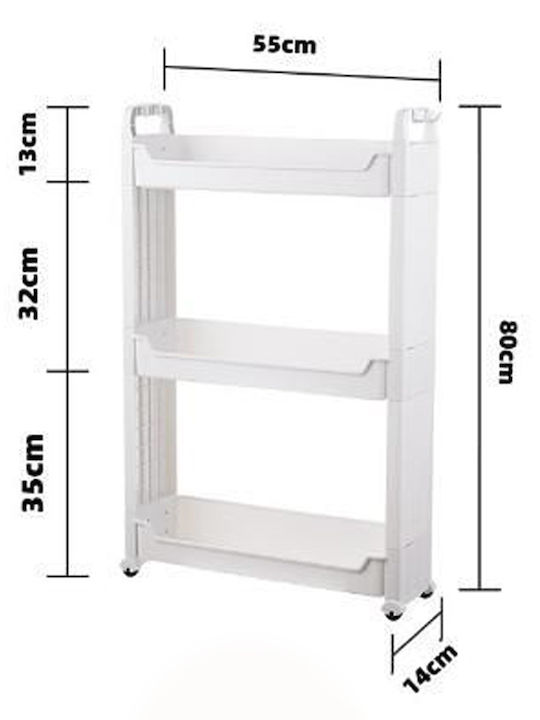 ForHome Troleu Bucătărie Plastic Capacitate 3 Alb 55x14x80cm