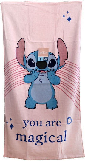 Disney Stitch Παιδική Πετσέτα Θαλάσσης Ροζ 120x60εκ.
