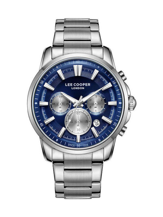 Lee Cooper Men's Watch 43mm Chronograph Battery with Silver Metal Bracelet