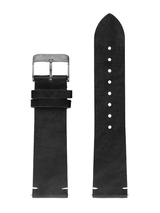 WATX & CO Δερμάτινο Λουράκι Μαύρο 44mm