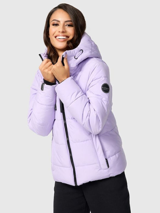 Marikoo Women's Short Puffer Jacket for Winter PURPLE NAV-SHIMOA-LILA