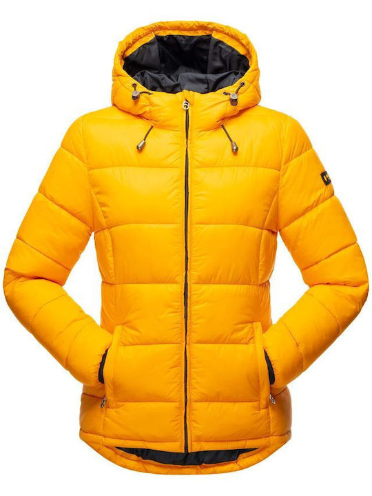 Marikoo Women's Short Puffer Jacket for Winter Yellow