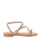 Si Bolleti Leather Women's Flat Sandals Bronze Glitter