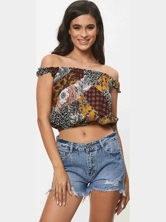 Women's Blouse Off-Shoulder Orange