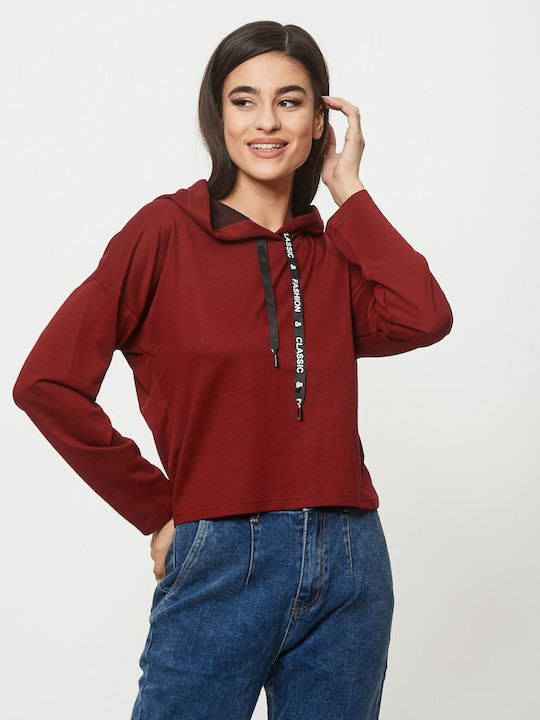 Boutique Bluza Damă Cu Glugă Burgundy