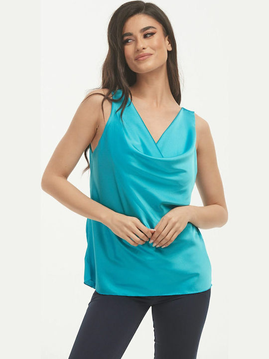 Boutique Γυναικεία Μπλούζα Σατέν Γαλάζιο