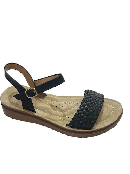 Verde Women's Flat Sandals in Black Color