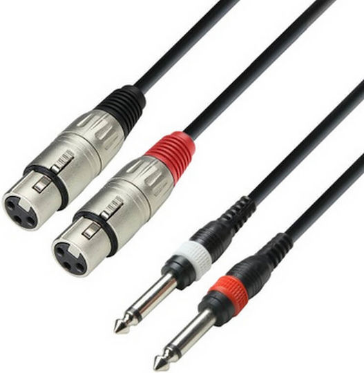 Adam Hall Cable 2 x XLR female - 2 x 6.3mm male Μαύρο 3m K3TFP0300