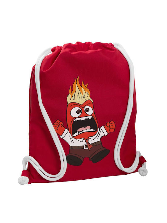 Inside Out Anger Backpack Drawstring Gymbag Red Pocket 40x48cm & Thick Cords