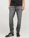 Glenn Men's Jeans Pants Elastic with Slim Fit Grey