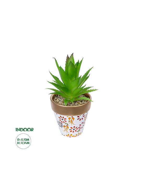 Globostar Artificial Garden Succulent Aloe Potted Plant 21044 Decorative Plant Aloe F12 X H16cm