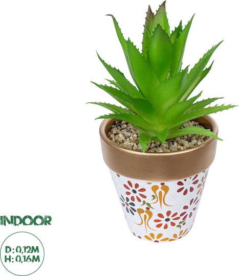 Globostar Künstliche Garten Sukkulente Aloe Topfpflanze 21044 Dekorative Pflanze Aloe F12 X H16cm