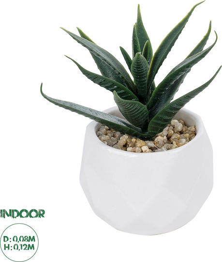 Globostar Künstliche Garten Sukkulente Aloe Topfpflanze 20992 Dekorative Pflanze Aloe H8 X H12cm