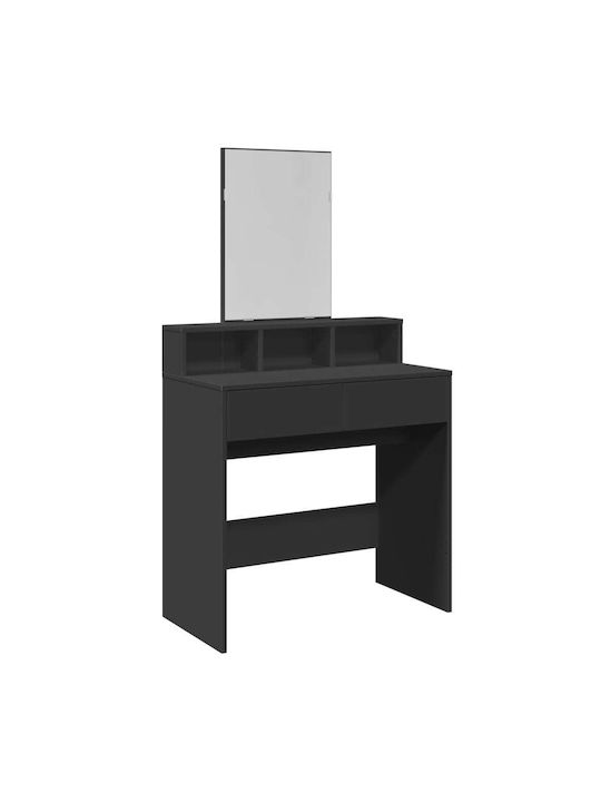 Wooden Makeup Dressing Table Black with Mirror 80x41x144.5cm