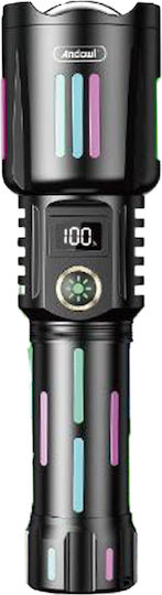 Andowl Rechargeable Flashlight LED IPX6 with Maximum Brightness 1000lm Black