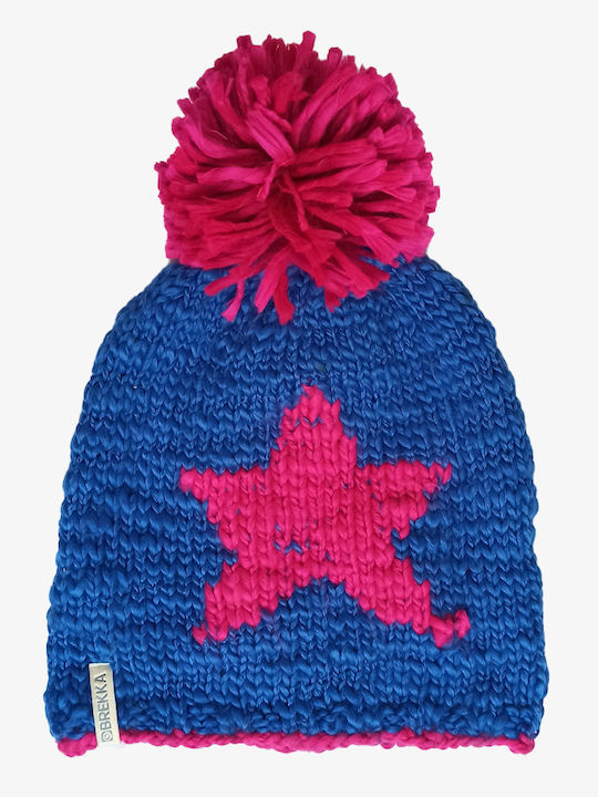 Comix Pom Pom Beanie Unisex Beanie Knitted in Navy Blue color
