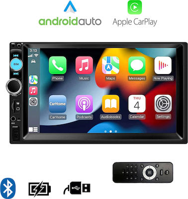 Car Audio System 2DIN (Bluetooth/USB/AUX/WiFi/GPS/Apple-Carplay/Android-Auto) with Touch Screen 7"