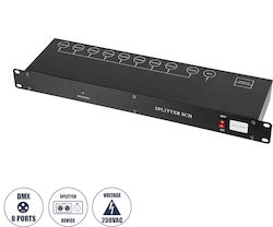 Globostar Splitter 51178 Διακλαδωτής & Ενισχυτής Σήματος Dmx 8 Καναλιών Rack Mount Ac 220-240v Ip20 Μ48 X Π17 X Υ4.5cm
