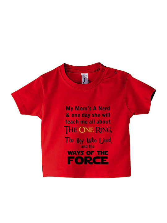 kirikoko Детска тениска Red My Mom Is A Nerd, H...