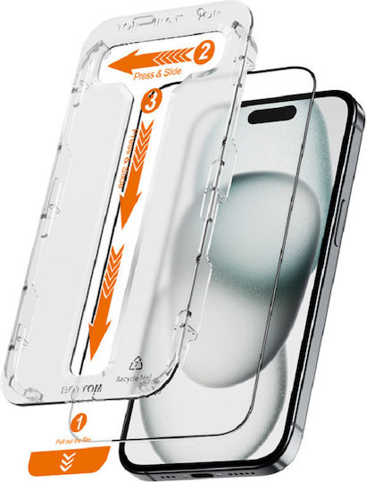 Crong Tempered Glass 2τμχ Μαύρο (iPhone 15)