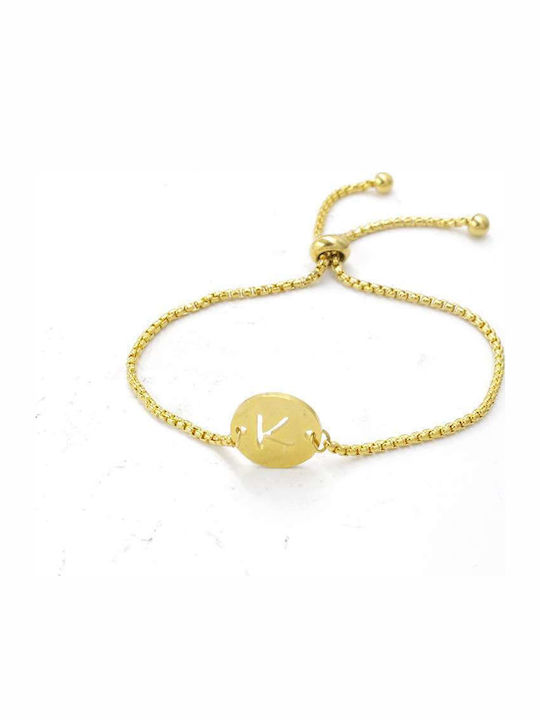 Goldsmith Stainless Steel Βραχιόλι Δίσκος Μονόγραμμα Χρυσό