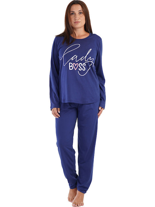 Vienetta Secret Winter Women's Pyjama Set Blue Marine