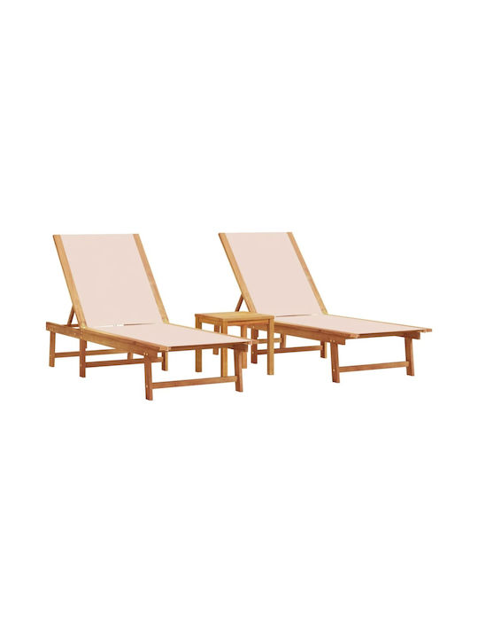 Liegestuhl Hölzernes mit Kissen Beige mit Tisch...