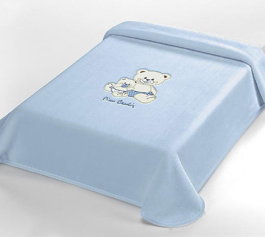 Pierre Cardin Κουβέρτα Κούνιας Βελουτέ Μπλε με Ζωάκι Azul 110x140εκ.