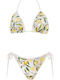 Bikini Set Triangle With Light Padding Yellow White One Size 2407017762 60151