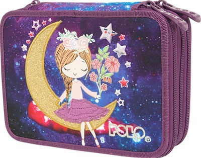 Polo Rolling Moon Pencil Case with 3 Compartments Multicolored