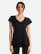 Paco & Co Women's Blouse Cotton with V Neckline Black