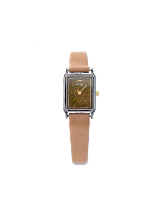 Suzuki Watch with Brown Leather Strap