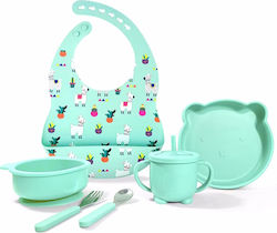 Giggles Co Feeding Set made of Silicone with Non-Slip Base Green 6pcs