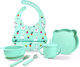 Giggles Co Feeding Set made of Silicone with Non-Slip Base Green 6pcs