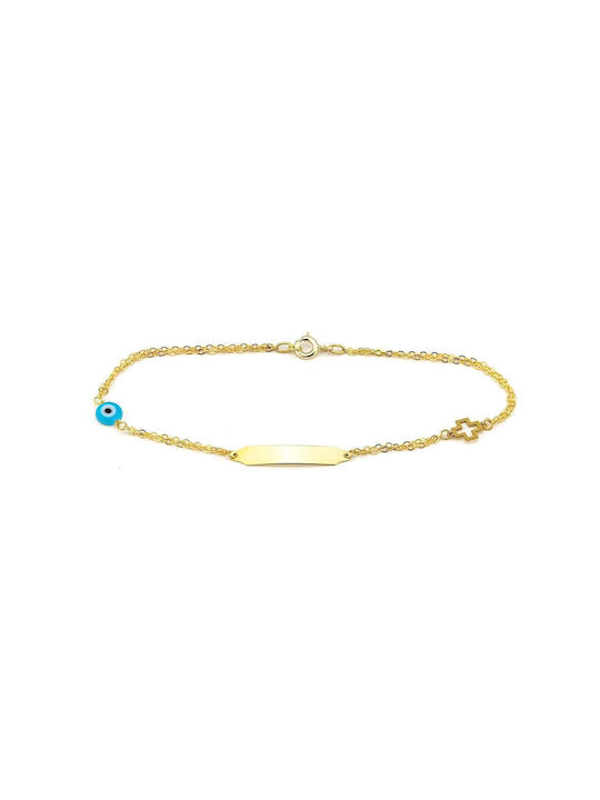 Goldsmith Kids Bracelet ID from Gold 9K with Σταυρό