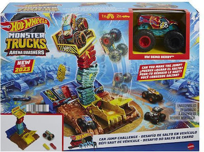 Hot Wheels Monster Trucks Arena Smashers Car Jump Challenge Track Monster Truck