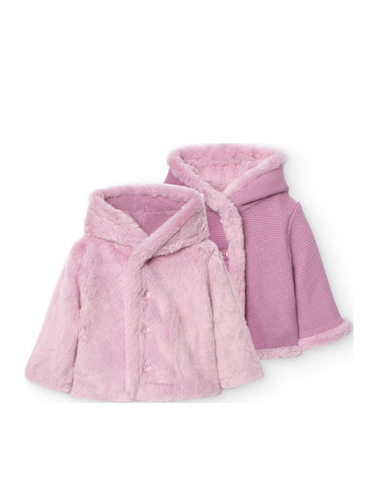 Kinderstrickjacke Gestrickt mit Kapuze Rosa