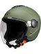 Pilot Fly SV Military Green Matt Cască Moto Jet ECE 22.06 1300gr cu Sunvisor