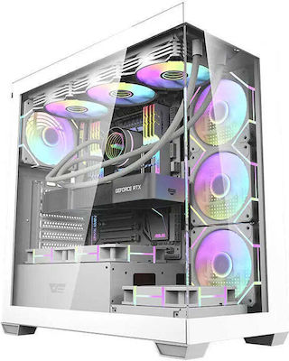 Darkflash DS900 + 7 ARGB Fans Gaming Midi Tower Computer Case with Window Panel White