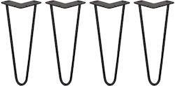 4 X 12" Hairpin Legs 2 Prong 10mm Black