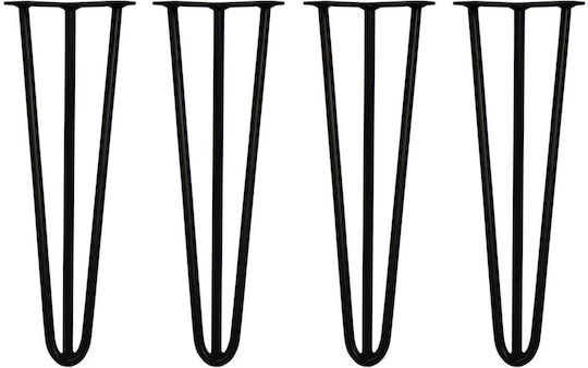 4 X 16" Haarnadelbeine 3 Zinken 12mm Schwarz