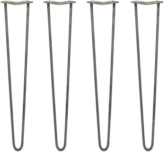 4 X 28" Hairpin Legs 2 Prong 12mm Raw Steel