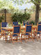 Garten- und Outdoor-Möbelset für Speisesaal 9 Stück Blau mit Sonnenschirmhalter