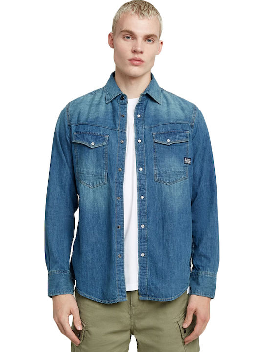 G-Star Raw Μακρυμάνικo Τζιν Πουκάμισο σε Στενή ...